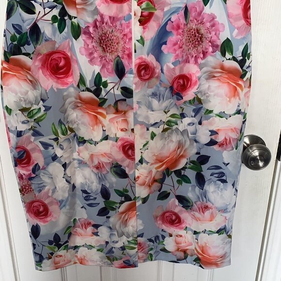 ASOS Paper Dolls Multicolor Floral Bardot Pencil Off The Shoulder Dress Size 10 - Picture 8 of 10